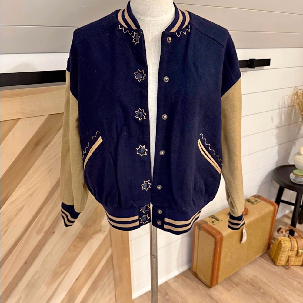 Free People Varsity Jacket with Star Accents